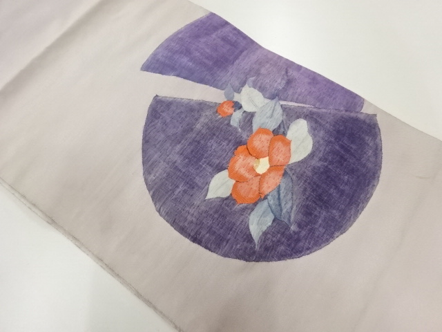 アンティーク　すくい織椿模様織出し袋帯（材料）